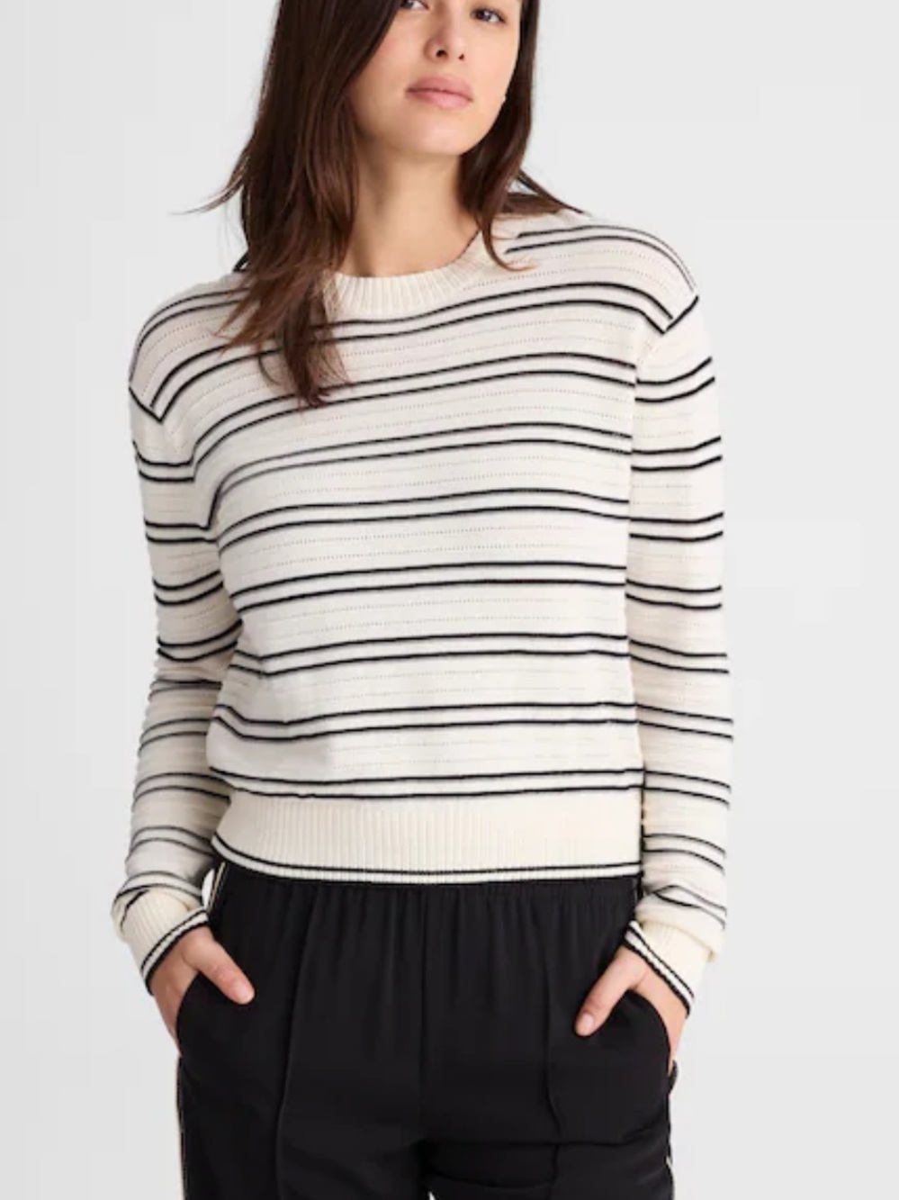 Madewell Striped Textured-Stitch Crewneck Sweater in 100% Cotton Small NWT $98